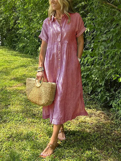 Judy | Striped shirt dress with functional pockets