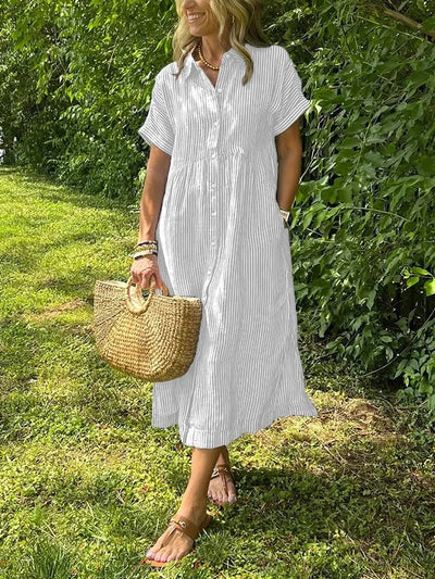 Judy | Striped shirt dress with functional pockets