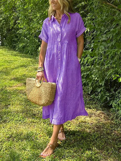 Judy | Striped shirt dress with functional pockets
